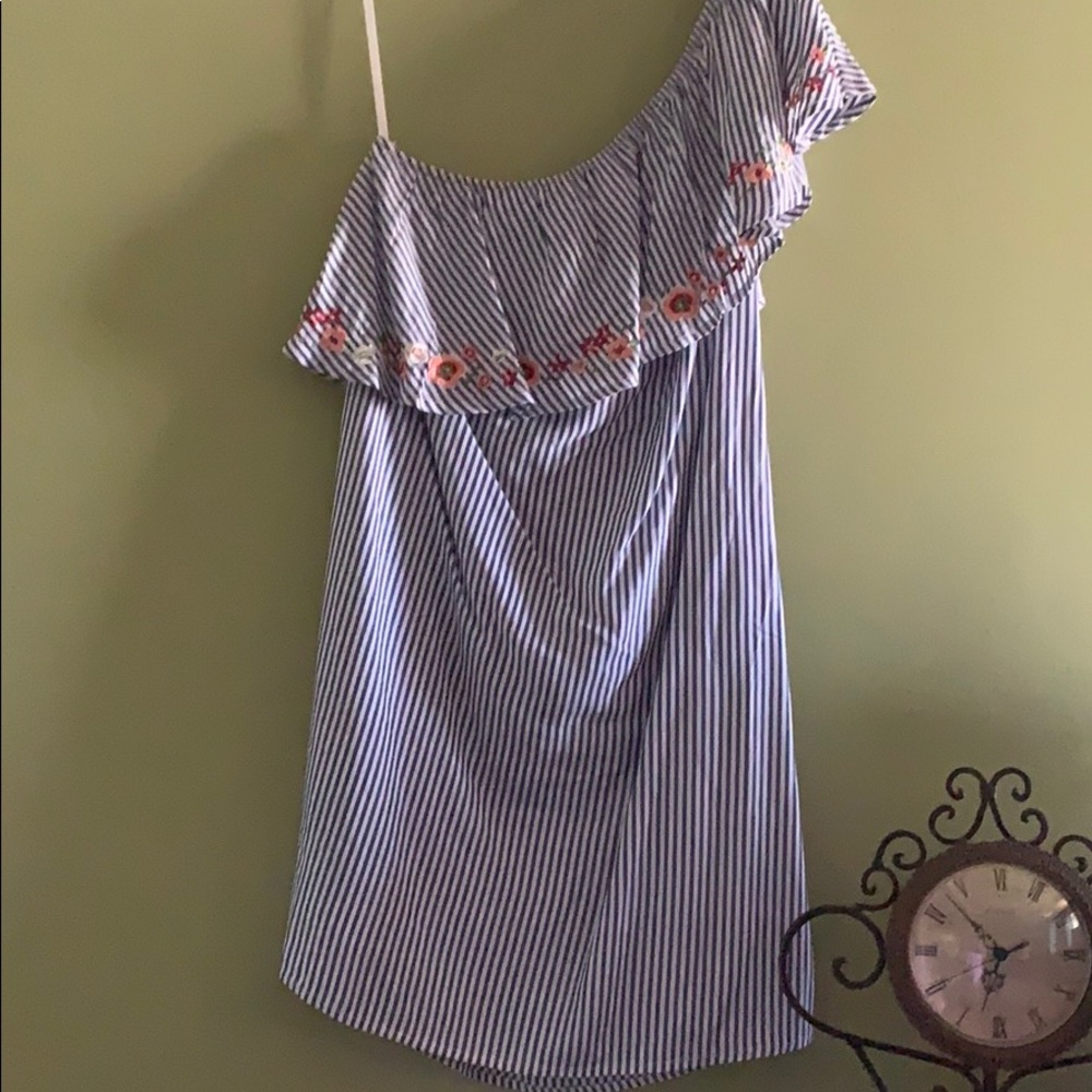 Off shoulder stripped dress